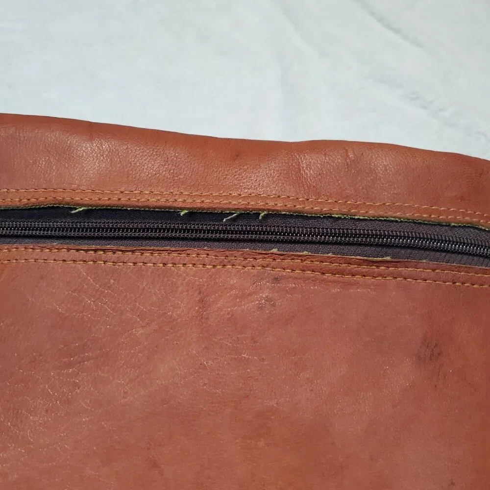 Vintage Tan Leather Large Bag Backpack Classic Bohemian Retro Academia Statement